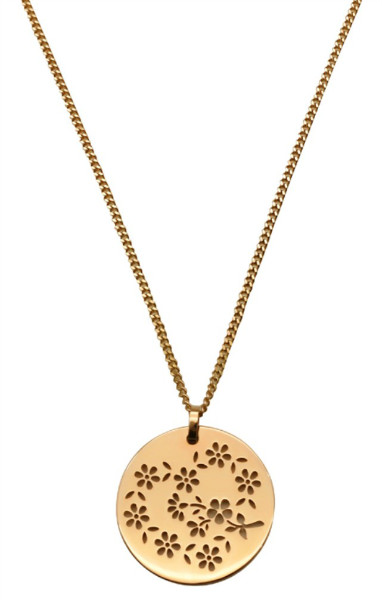Hollow flower round disc necklace