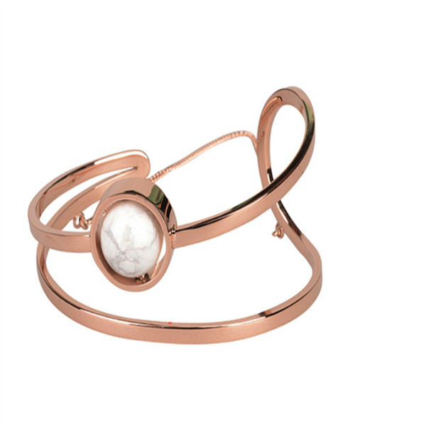Stone Irregular hollow out bangle in rose gold
