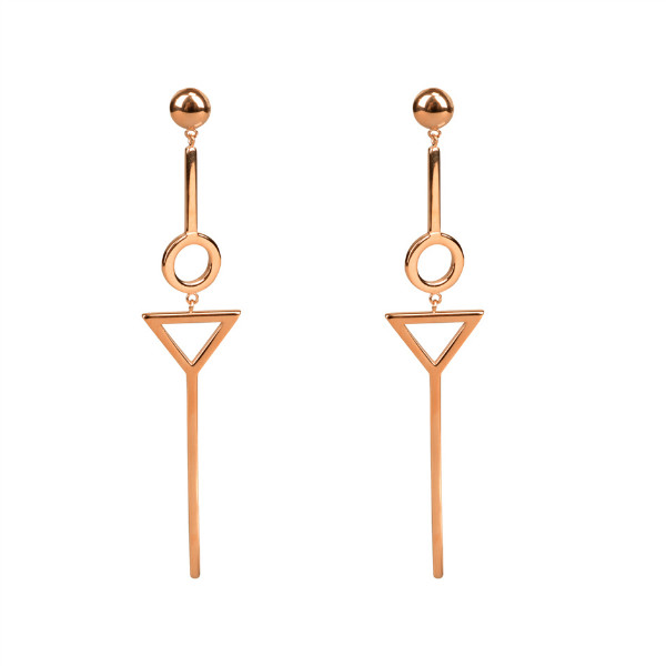 Geometric combined earring in stainless steel