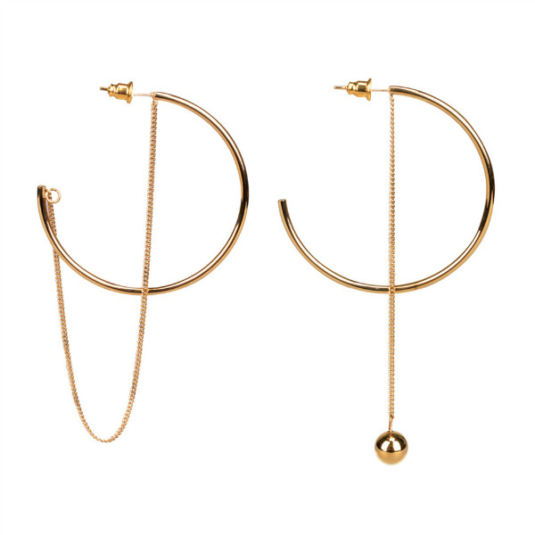 fashion ball C shape open earring in stainless steel